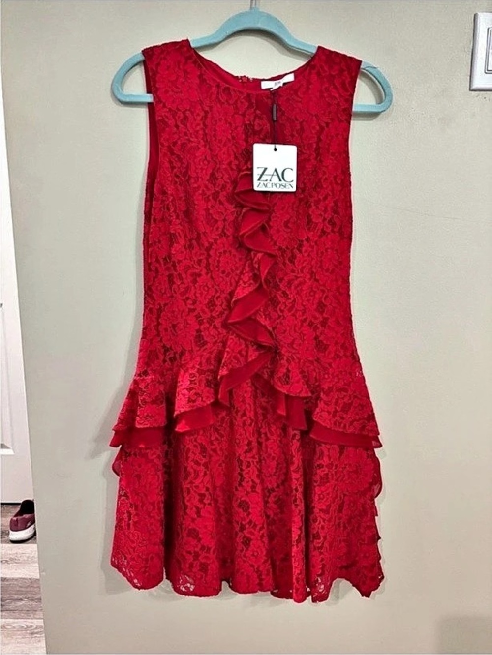 $500 OFF! Zac Posen Red Lace Designer Dress